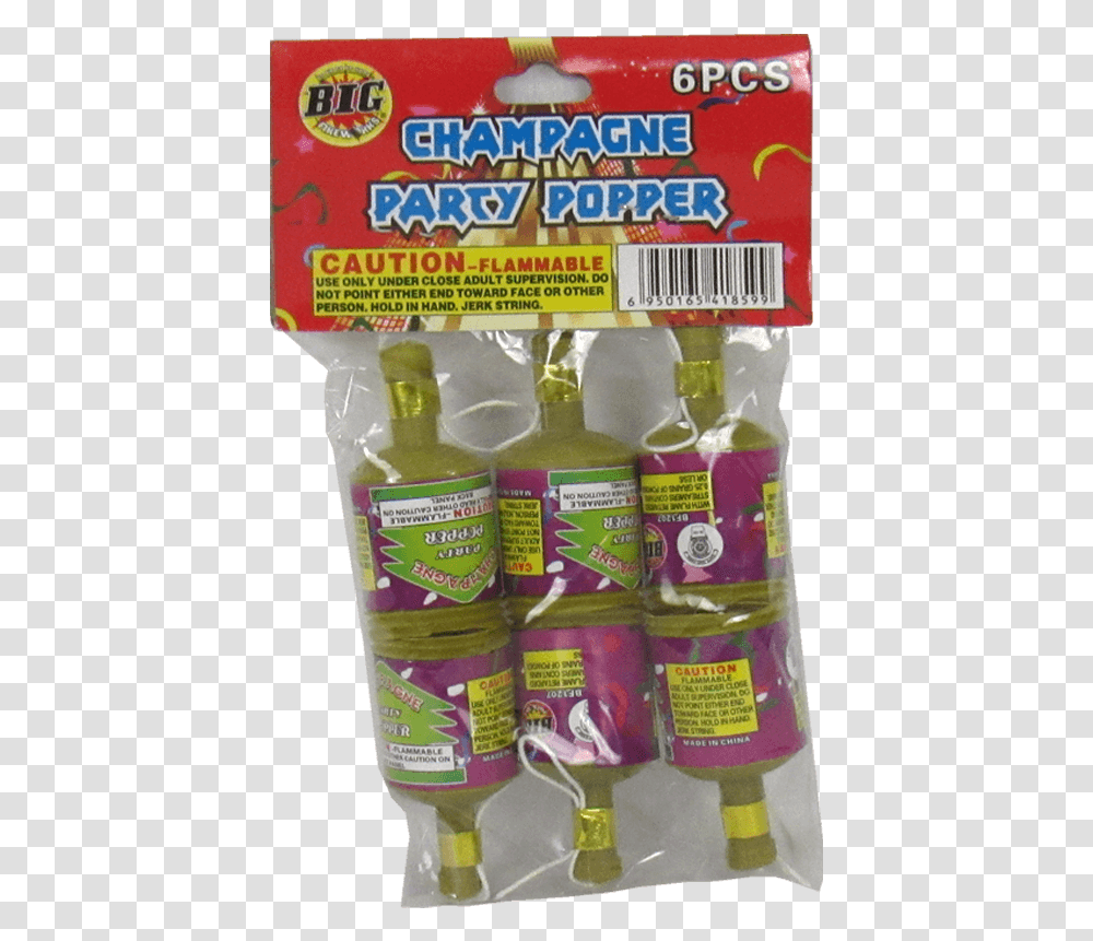 Champagne Party Poppers 6 Pack Animal Figure, Plant, Beverage, Bottle, Food Transparent Png
