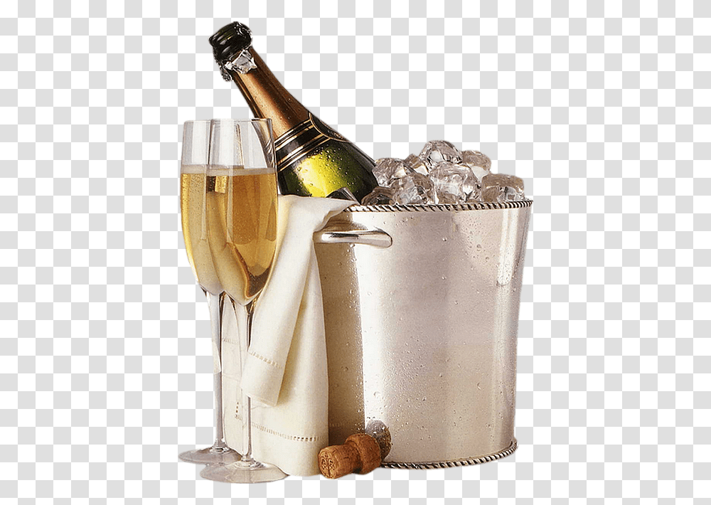 Champagne Tube Boisson De Ftes Verres Seau Champagne Bottle And Glass, Beverage, Drink, Alcohol, Wine Transparent Png