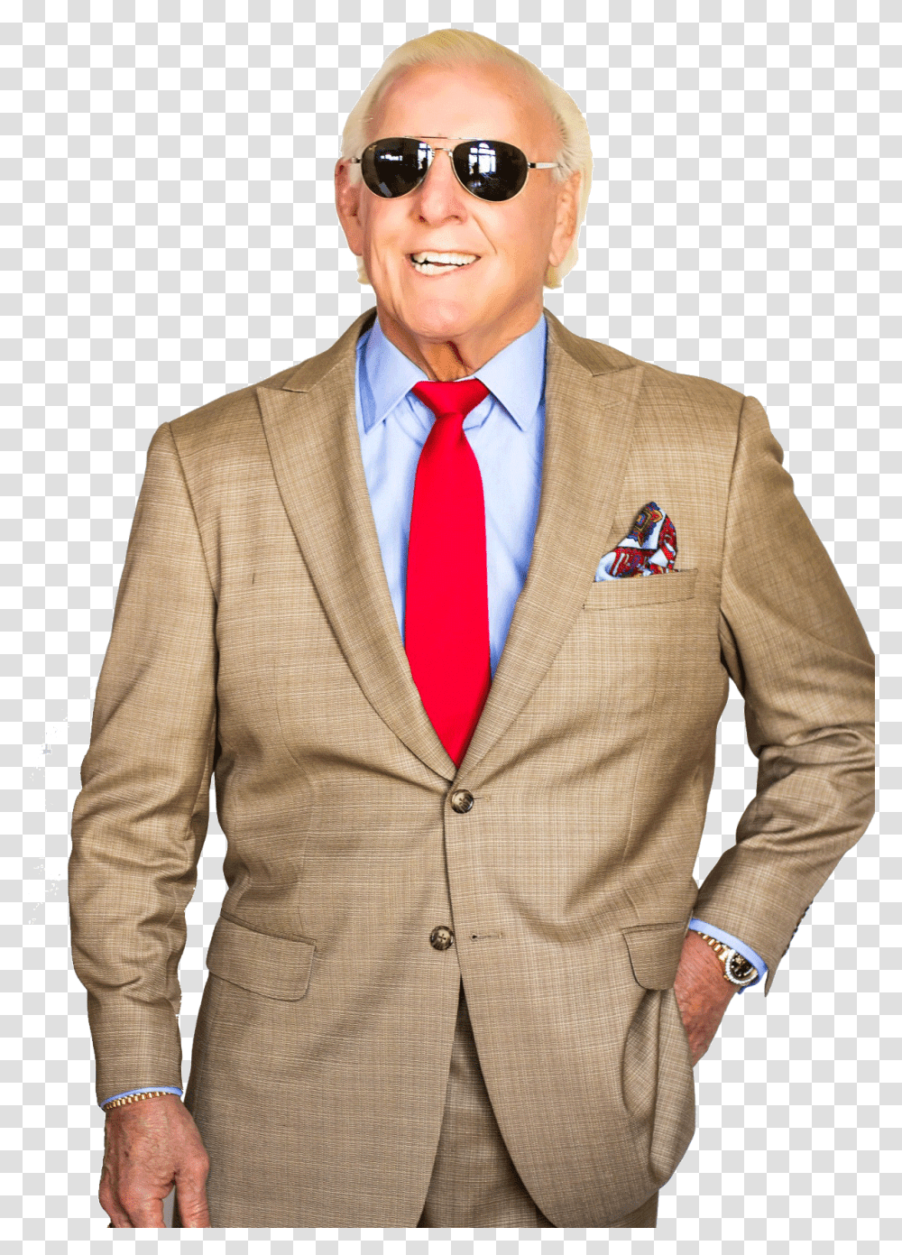 Championship Gold Custom Suit Ric Flair Collection Ric Flair In A Suit, Tie, Accessories, Accessory, Sunglasses Transparent Png