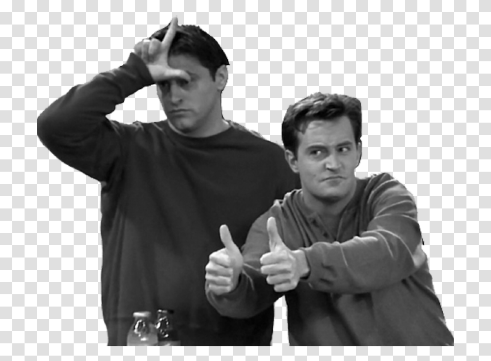 Chandler And Joey Sticker, Person, Human, Finger, Thumbs Up Transparent Png