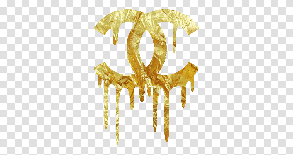 Chanel Gold Chanel Drip Logo, Text, Symbol, Number, Comb Transparent Png