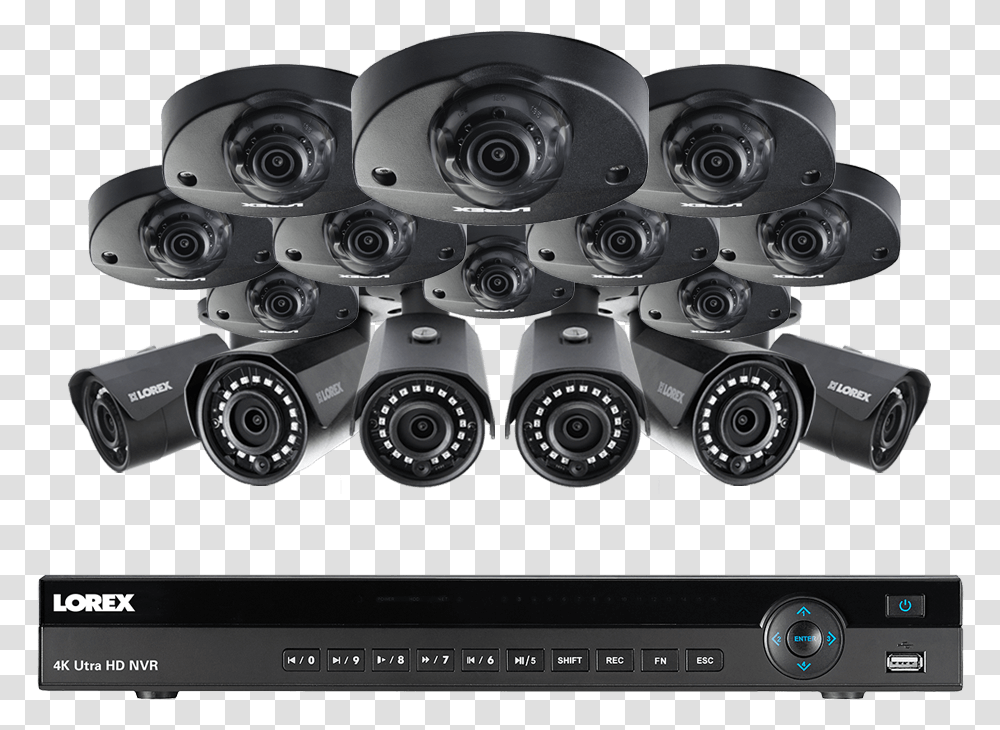 Channel Ip Camera System Featuring Six 2k Bullets Camera Lens, Machine, Electronics, Engine, Motor Transparent Png