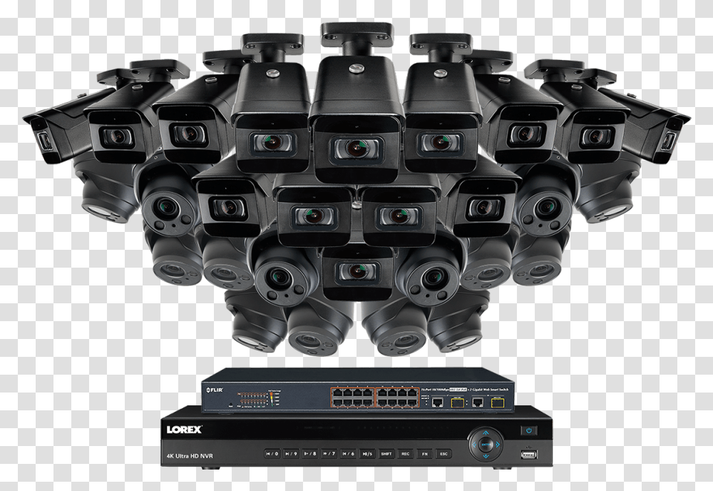Channel Ip Security Camera System Featuring 28 4k Computer Speaker, Engine, Motor, Machine, Turbine Transparent Png