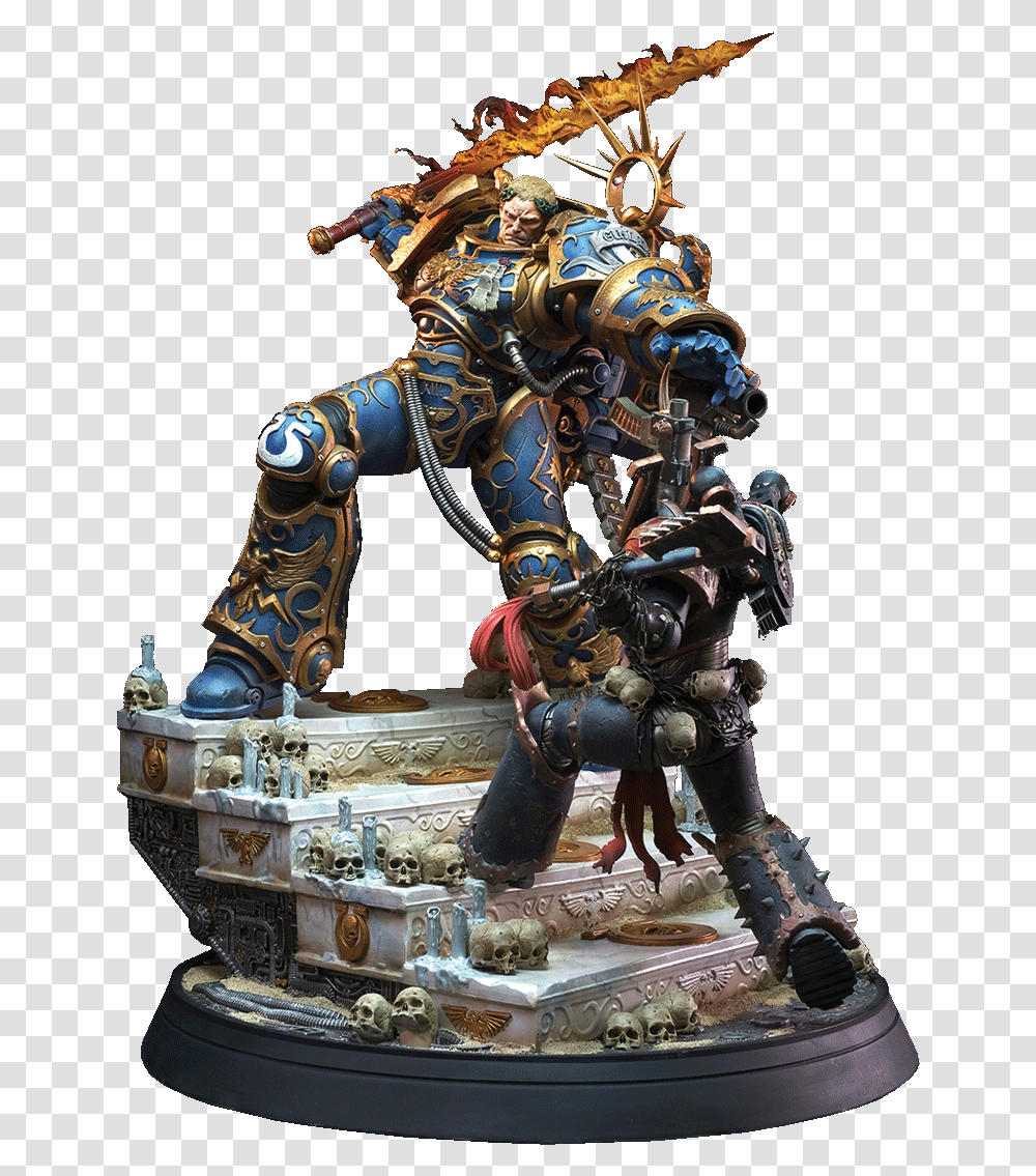 Chaos Space Marines Guilliman Vs Chaos Space Marine Diorama, Toy, Figurine, Person, Furniture Transparent Png
