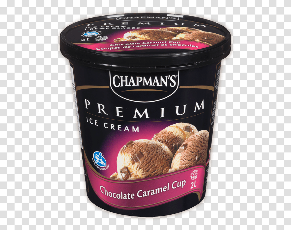 Chapman's Premium Chocolate Caramel Cup Ice Cream Chapmans Vanilla Ice Cream, Dessert, Food, Creme, Tin Transparent Png