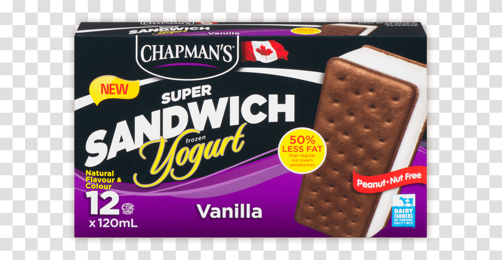 Chapman's Vanilla Frozen Yogurt Sandwich, Bread, Food, Cracker Transparent Png