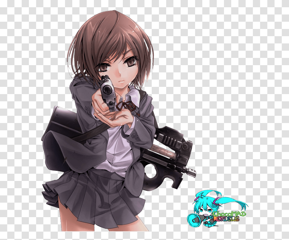 Char Build No House Roleplayer Guild Anime Girl With Gun, Person, Human, Manga, Comics Transparent Png
