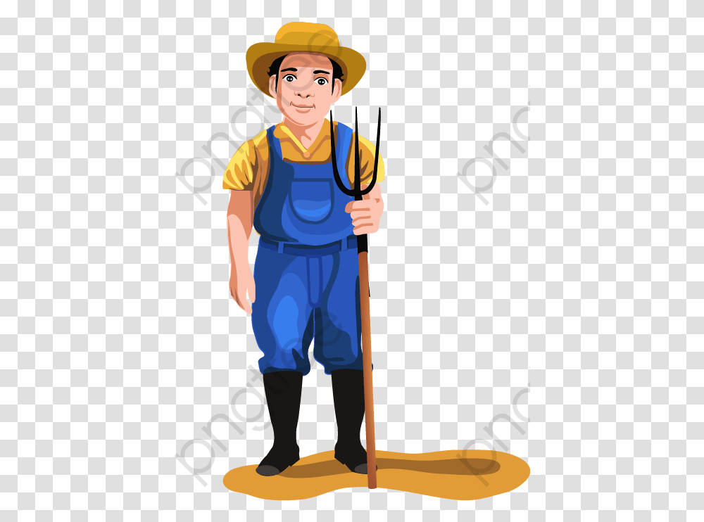 Character Cartoon And Background Farmer Clipart, Hat, Apparel, Person Transparent Png