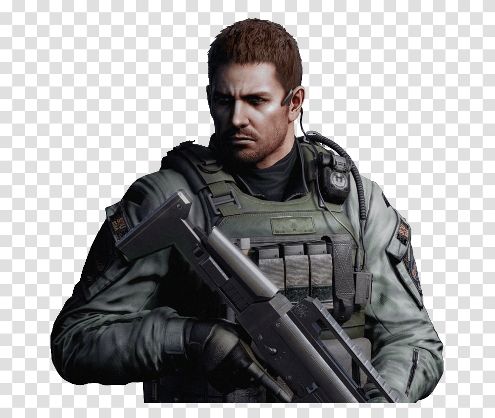 Character Spotlight Chris Redfield Resident Evil 6, Person, Human, Gun, Weapon Transparent Png