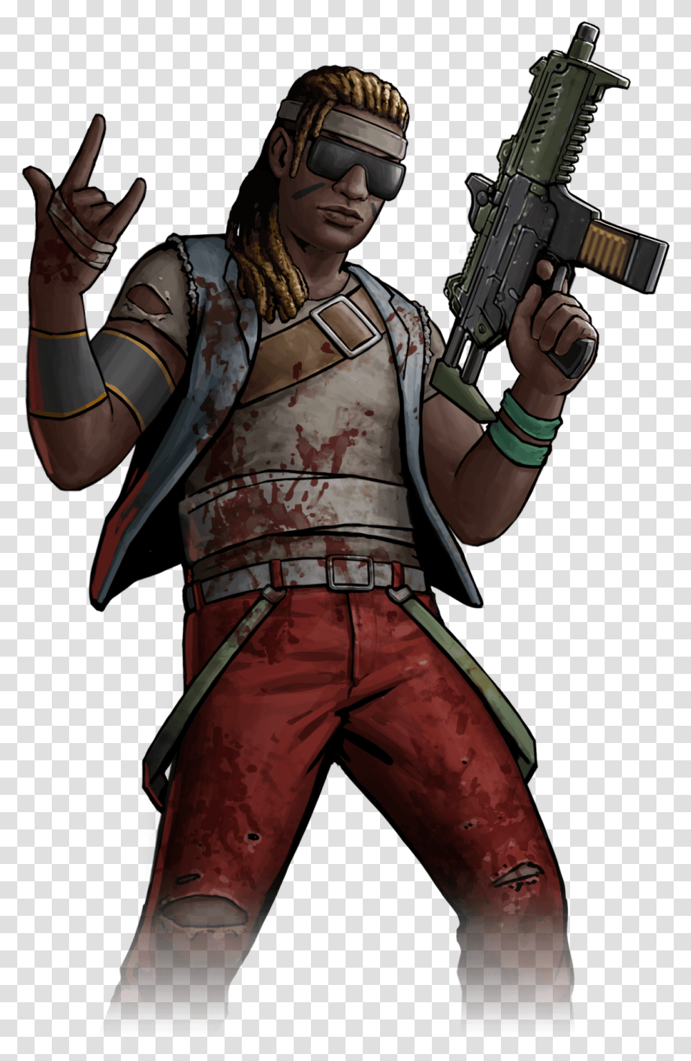 Character Spotlight S Class Shaquille The Walking Dead Fictional Character, Costume, Person, Gun, Weapon Transparent Png
