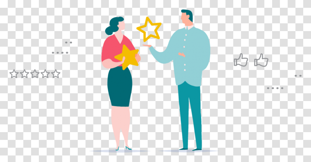 Characters Exchanging Stars To Illustrate Online Review Illustration, Person, Human, Star Symbol, Hand Transparent Png