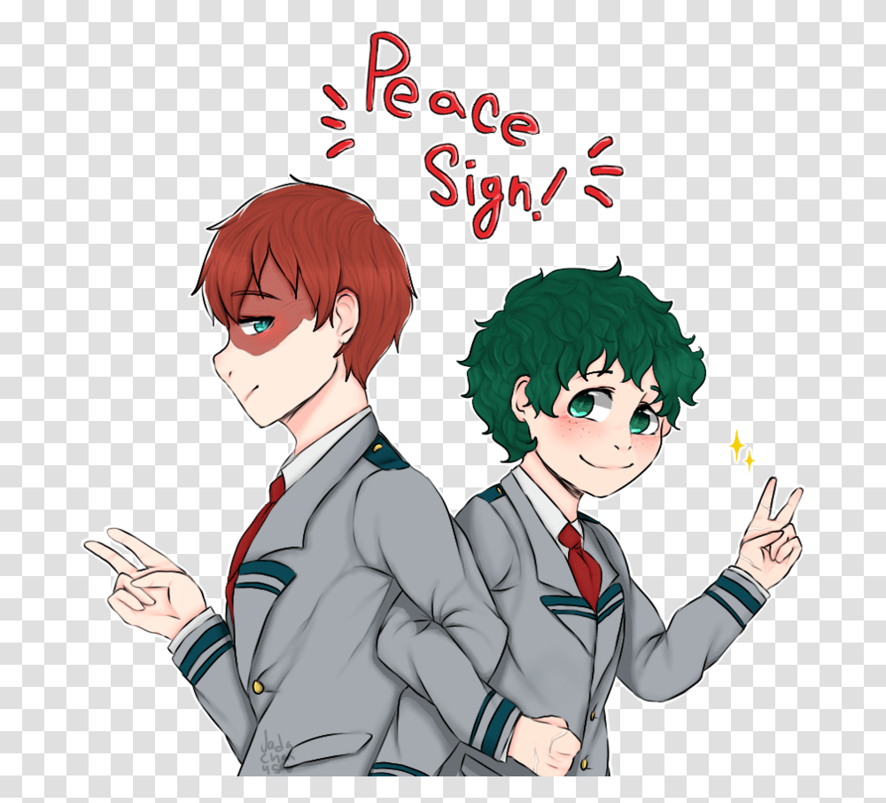 Characterstyleart Deku Doing The Peace Sign, Person, Human, Comics, Book Transparent Png