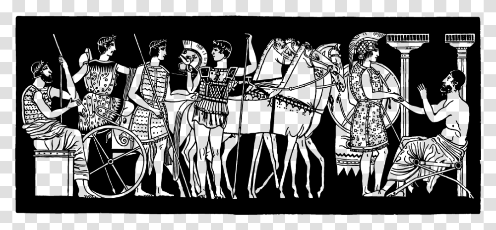 Chariot Drawing Ancient Greek Ancient Greek Art Illustration, Gray, World Of Warcraft Transparent Png