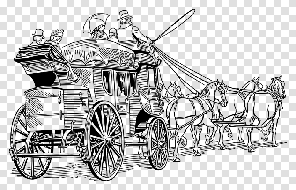 Chariotartmonochrome Photography Horse Drawn Stage Coach, Gray, World Of Warcraft Transparent Png