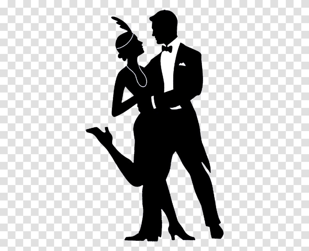 Charleston Dancing Couple Roaring 20s Silhouette, Stencil, Person, Human, Hand Transparent Png