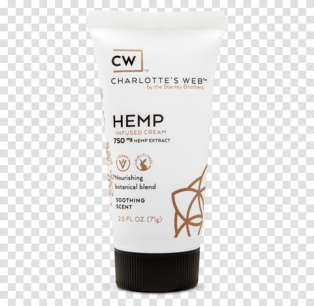 Charlotte S Web Cbd Hemp Infused Cream Soothing Scent, Bottle, Cosmetics, Lotion, Sunscreen Transparent Png