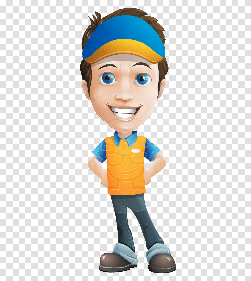 Charming Courier Guy Cartoon Vector Character Aka Tony Guy Cartoon, Person, Human, Cleaning, Worker Transparent Png