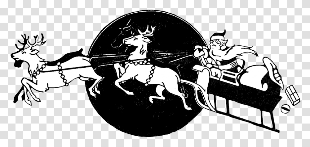 Charming Vintage Christmas Clip Art Christmas Vintage Sleigh Deer, Person, Human, Stencil, Rodeo Transparent Png