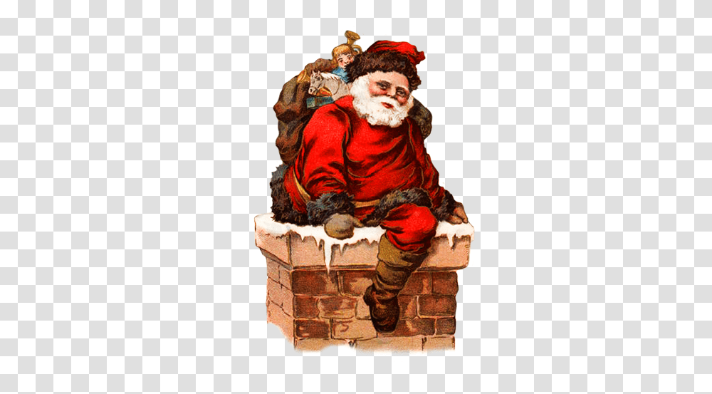 Charming Vintage Christmas Clip Art Santa Claus, Person, Clothing, Painting, Performer Transparent Png