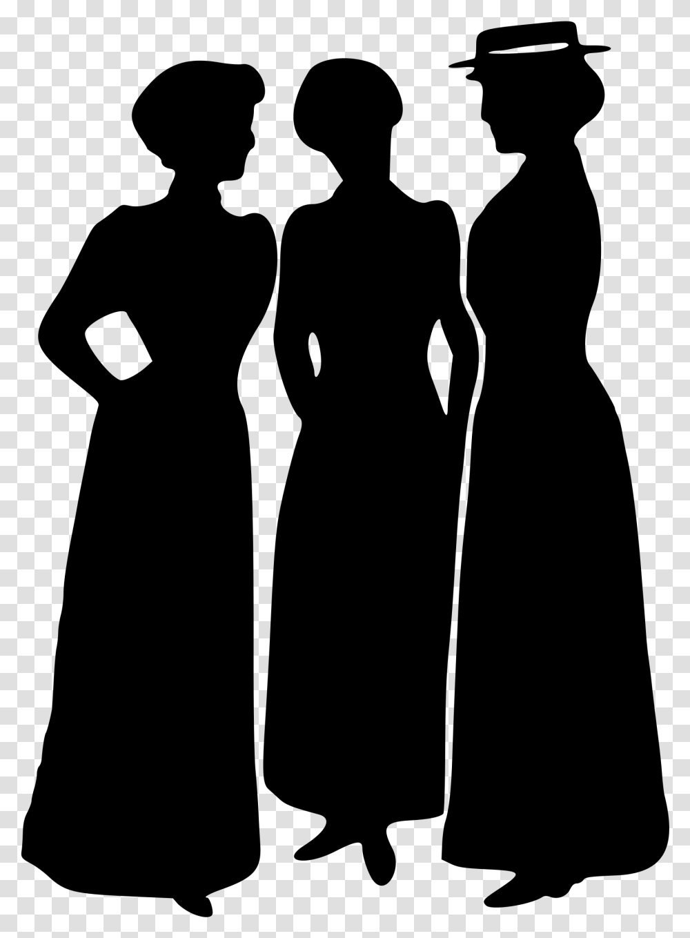 Chat Chatting Clique Ladies Image Woman Victorian Silhouette, Gray, World Of Warcraft Transparent Png