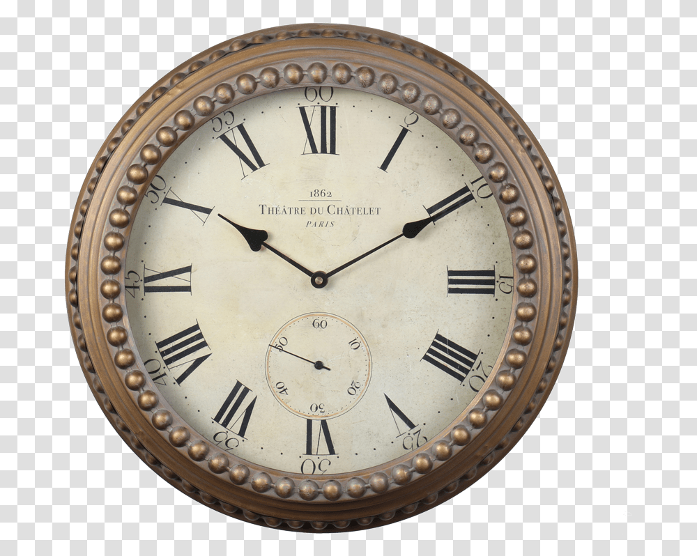 Chatelet Clock Gold 5 Minutes Before Midnight, Clock Tower, Architecture, Building, Analog Clock Transparent Png