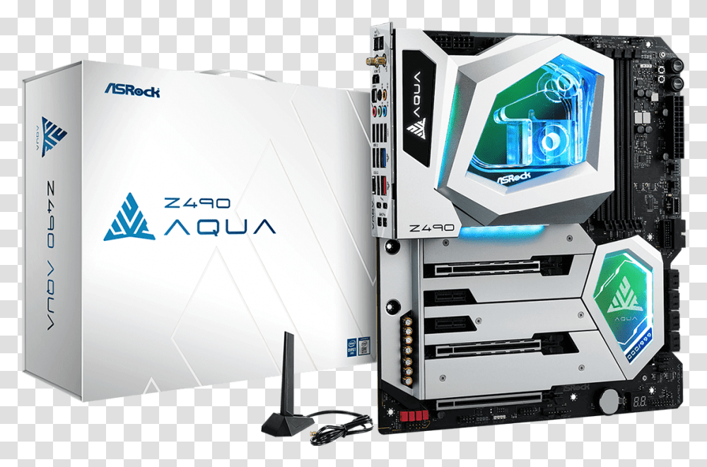 Check Out Asrocks 100 Z490 Aqua Z490 Aqua Motherboard, Computer, Electronics, Hardware, Text Transparent Png
