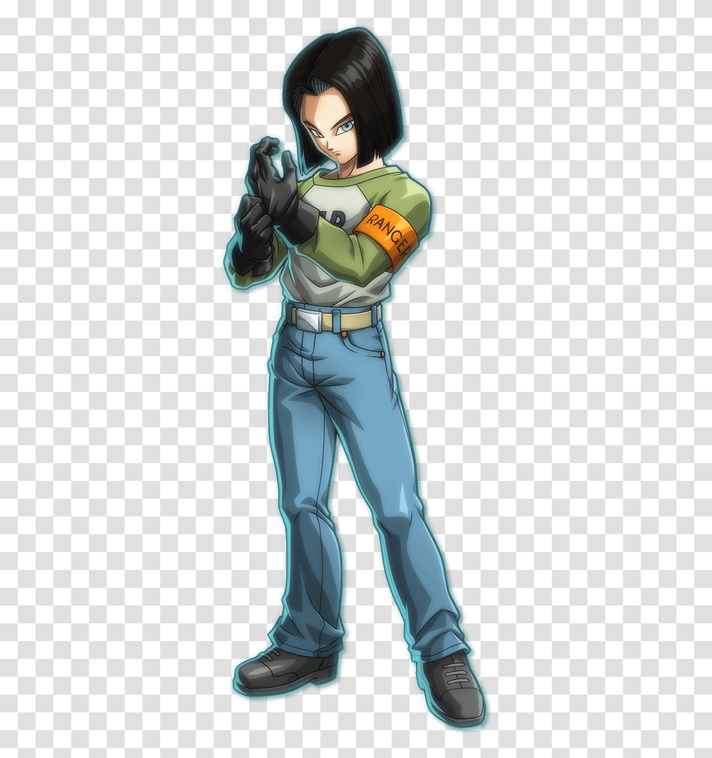 Check Out The First Screenshots Of Android 17 In Action Dragon Ball Fighterz Android 17, Person, Hand, Clothing, Helmet Transparent Png