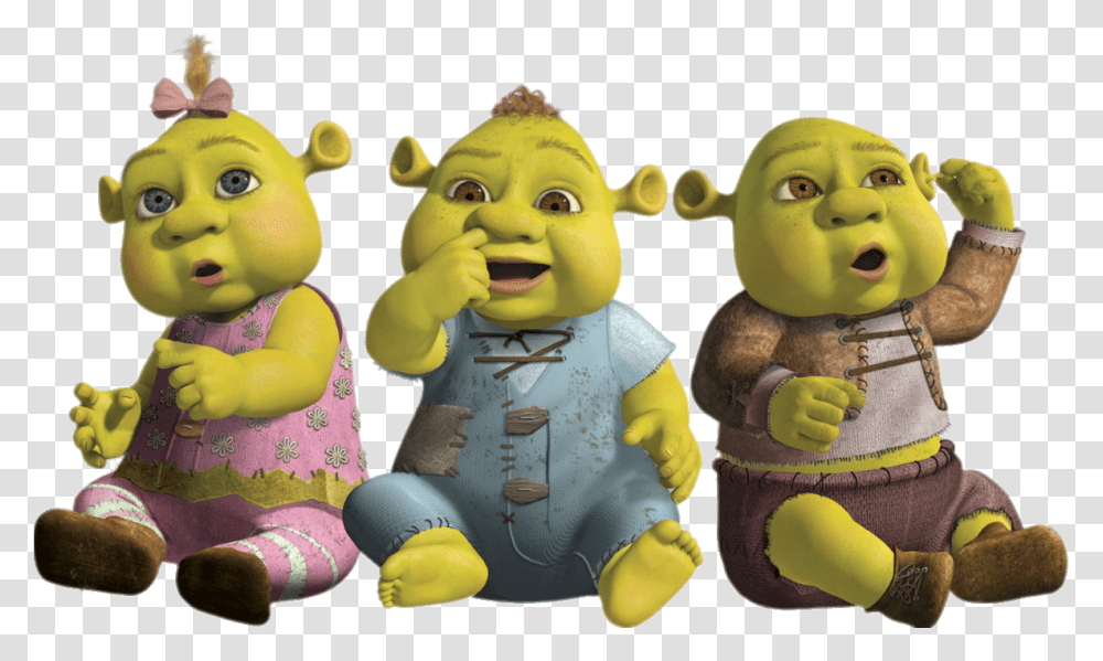 Check Out This Shrek Baby Ogres Triplets Image Shrek Farkle Fergus Felicia, Doll, Toy, Person, Human Transparent Png