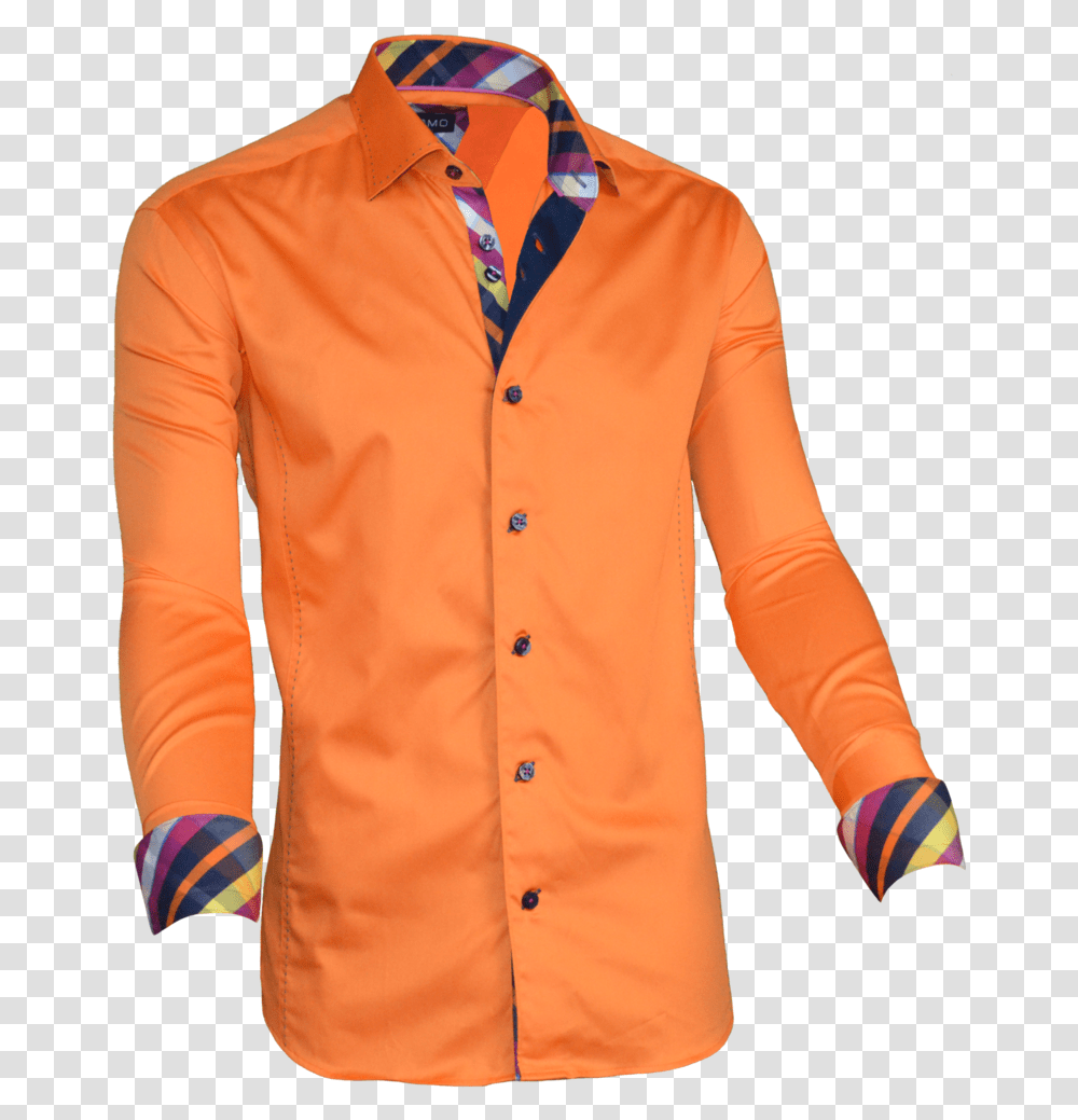 Check Shirt Pics Orange Party Wear Shirt, Apparel, Long Sleeve, Dress Shirt Transparent Png