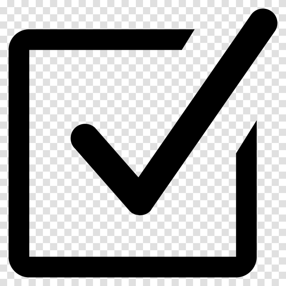 Checked Box Success Icon White, Sign, Logo, Trademark Transparent Png