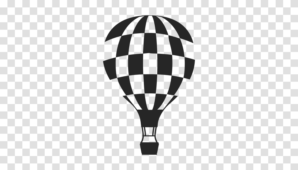 Checkered Hot Air Balloon Silhouette, Aircraft, Vehicle, Transportation, Lamp Transparent Png