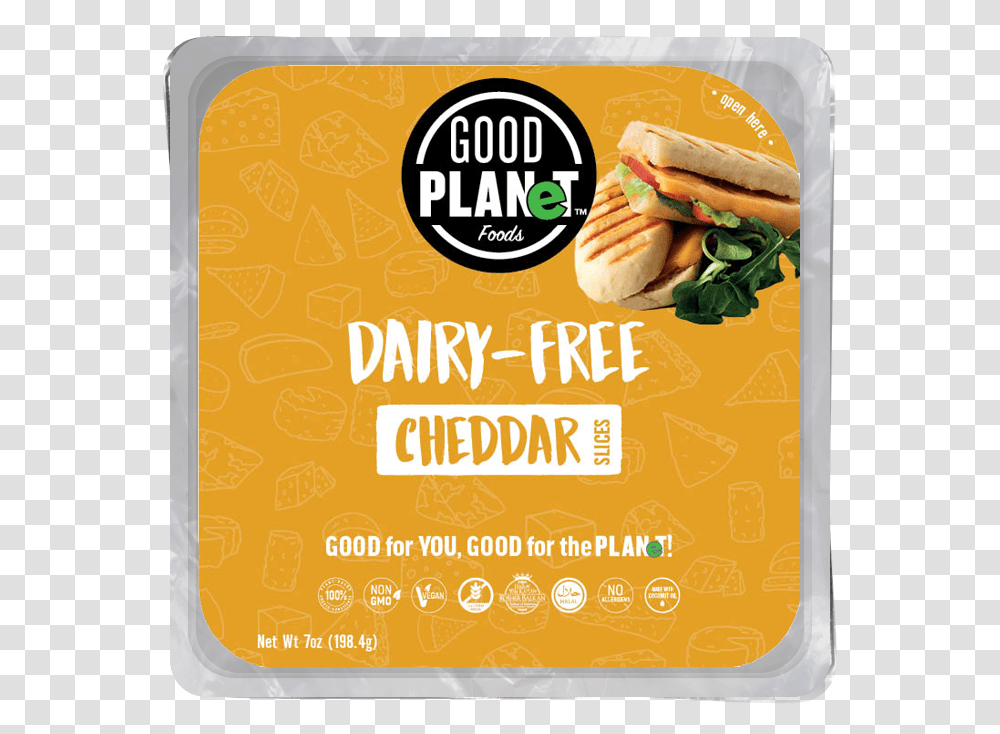 Cheddar Cheese Slices Good Planet Foods, Advertisement, Burger, Poster, Flyer Transparent Png