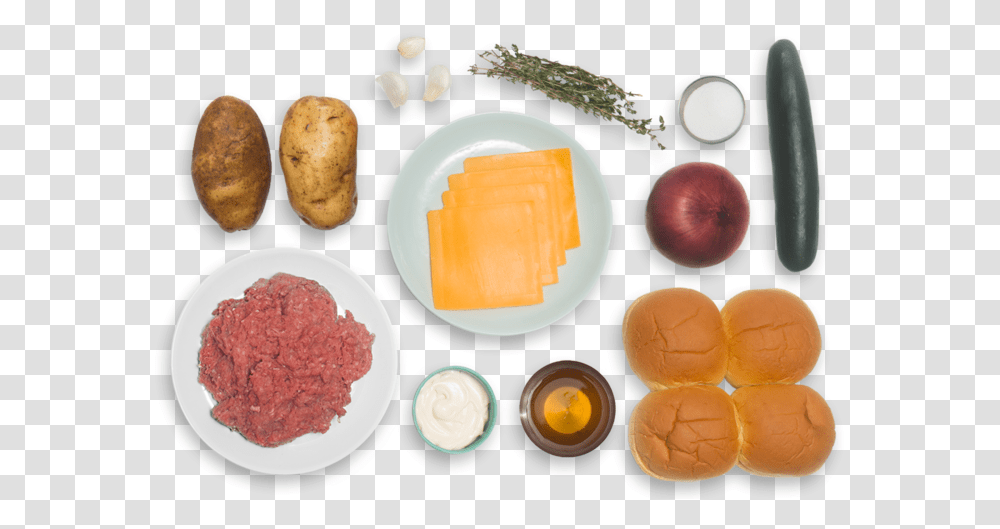 Cheddar Cheeseburgers With Quick Pickles Amp Thyme Roasted Diet Food, Plant, Egg, Potato, Vegetable Transparent Png