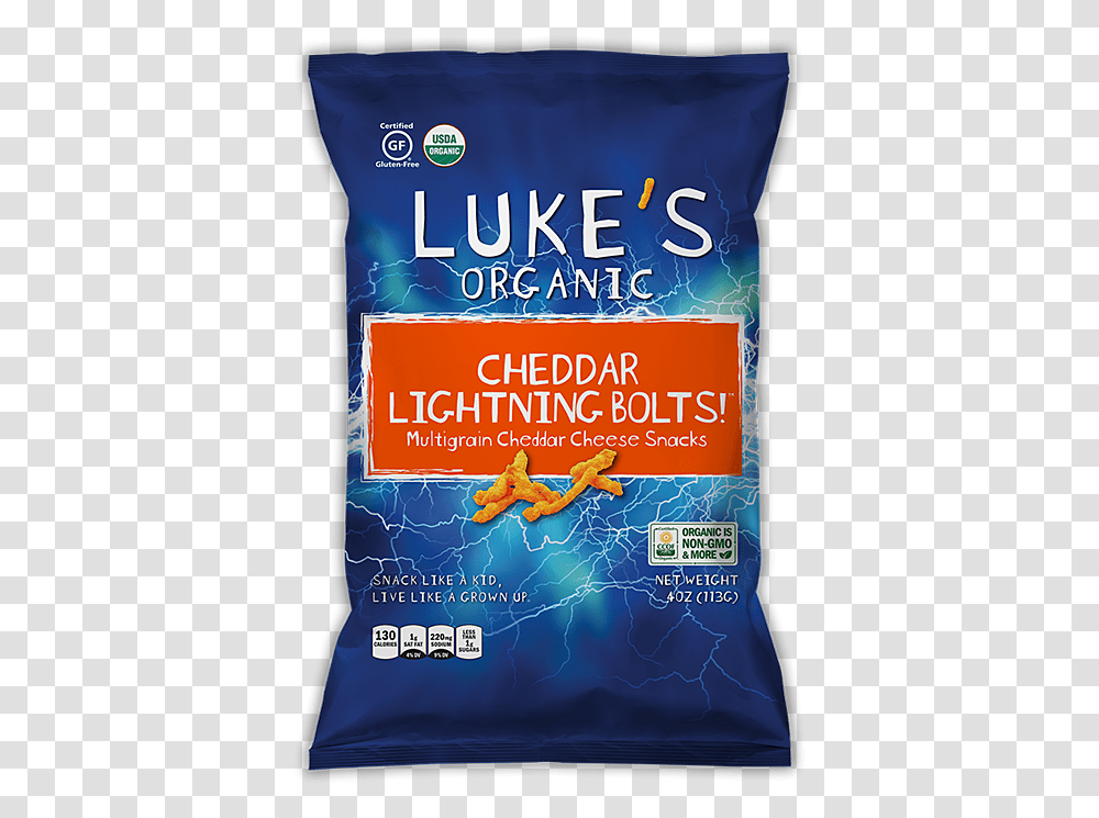 Cheddar Lightning Bolts Luke's Organic Gluten Free Non Organic, Food, Plant, Clothing, Herbal Transparent Png