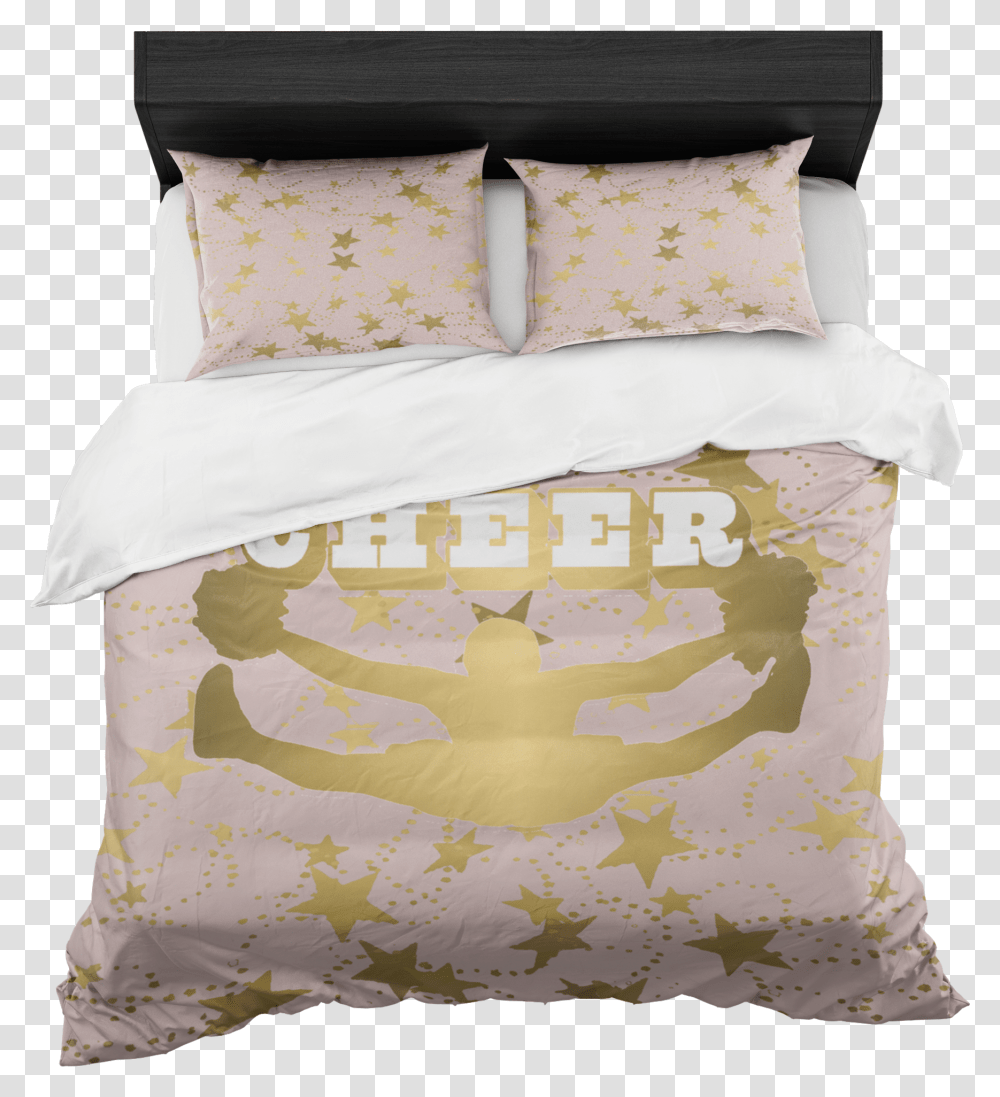 Cheer Silhouette With Stars In Gold And Pale Pink Duvet, Pillow, Cushion, Diaper, Bag Transparent Png