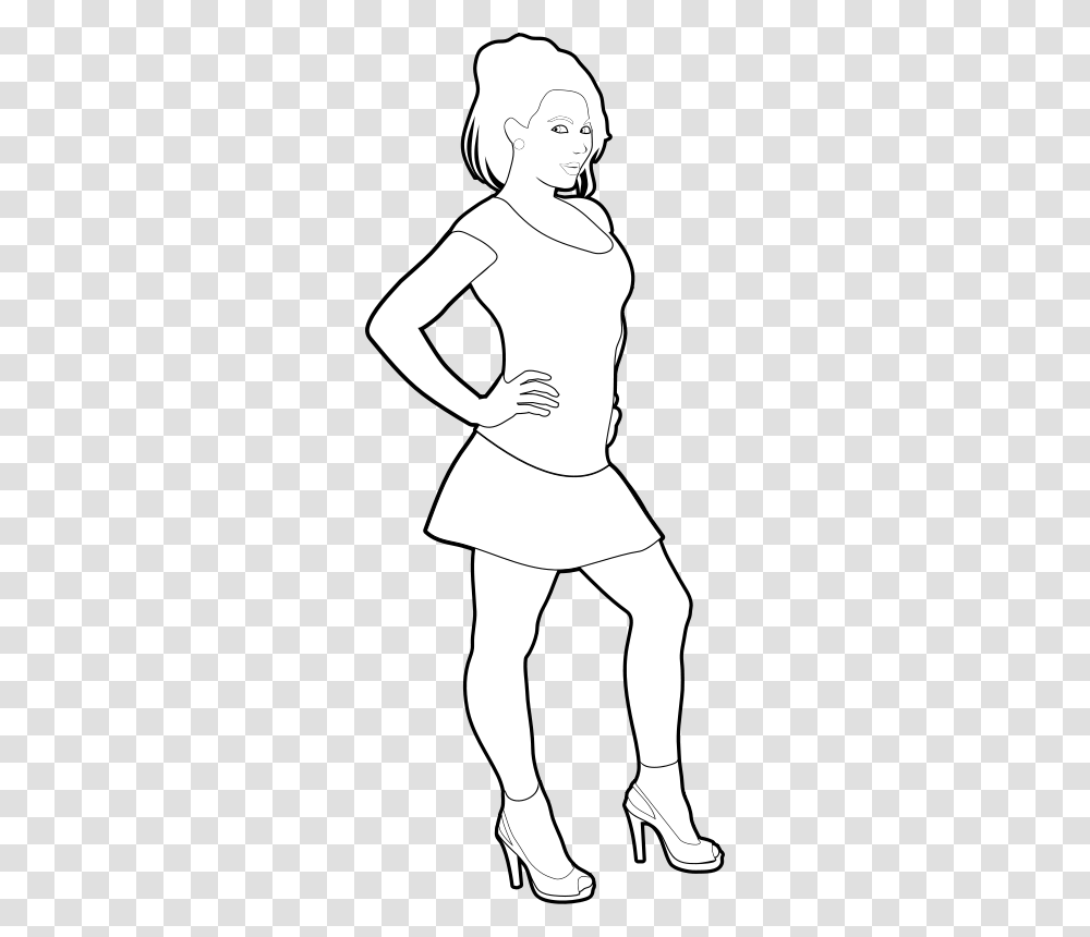 Cheerful Girl Outline, Sport, Person, Human, Female Transparent Png