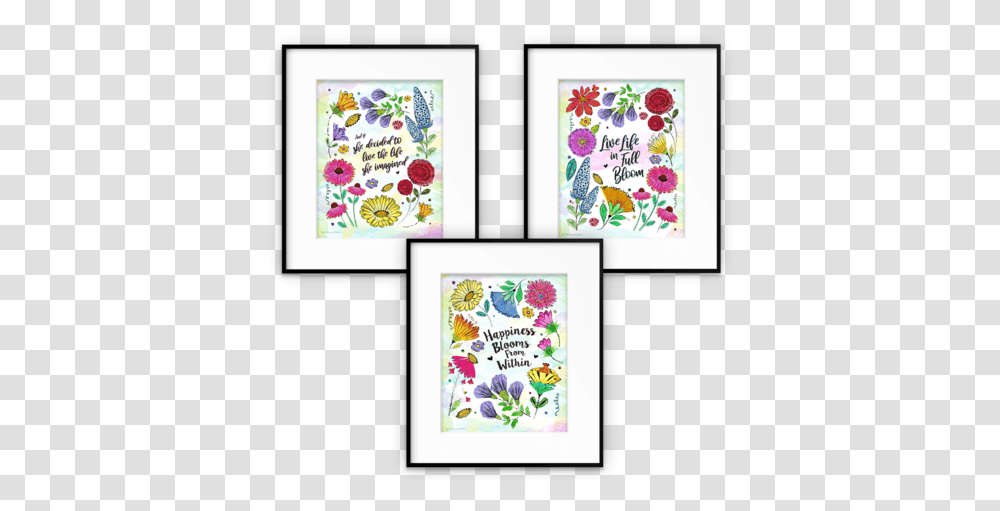 Cheerful Watercolor Wall Prints With Inspirational Quotes Floral Design, Graphics, Art, Pattern, Envelope Transparent Png