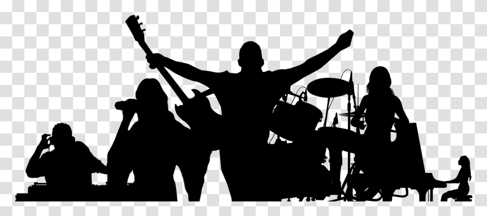 Cheering Crowd Clipart Live Band Silhouette, Person, Leisure Activities, Stencil, Sport Transparent Png