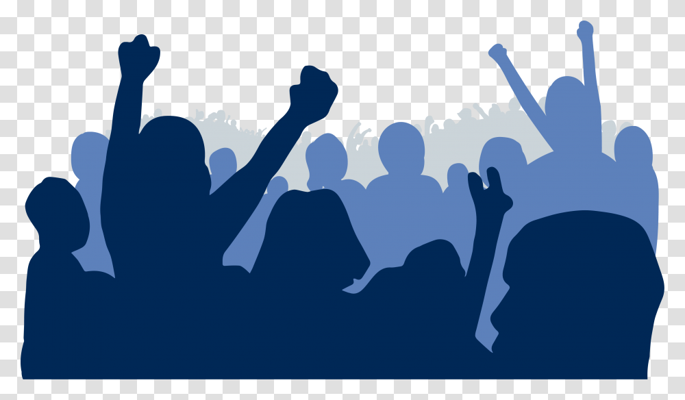 Cheering Crowd Silhouette Silhouettes Of People Cheering, Audience, Person, Human, Concert Transparent Png