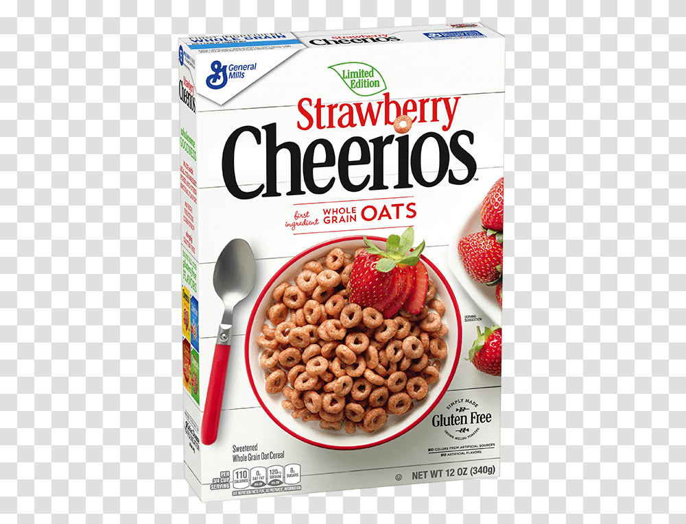 Cheerios Strawberry Cereal Strawberry Cheerios, Spoon, Fruit, Plant, Food Transparent Png