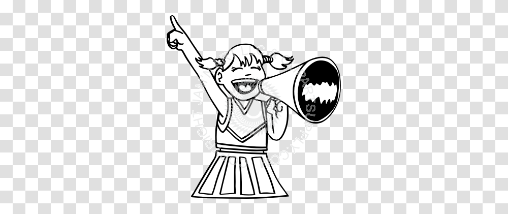 Cheerleader Girl Yelling In Bullhorn In Black And White, Face, Photography, Portrait, Electronics Transparent Png