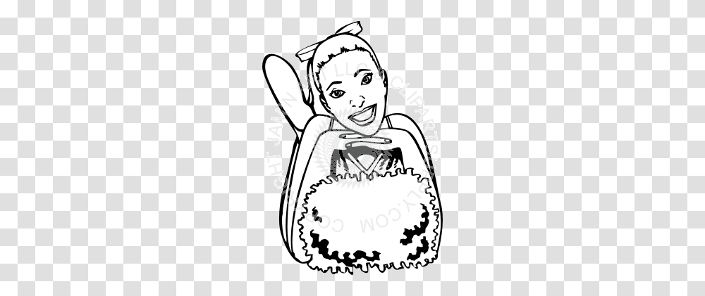 Cheerleader Laying Down With Pompom, Face, Drawing, Stencil Transparent Png
