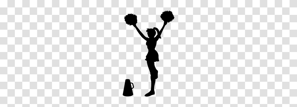 Cheerleader With Pom Poms On Hips Sticker, Silhouette, Person, Human, Stencil Transparent Png