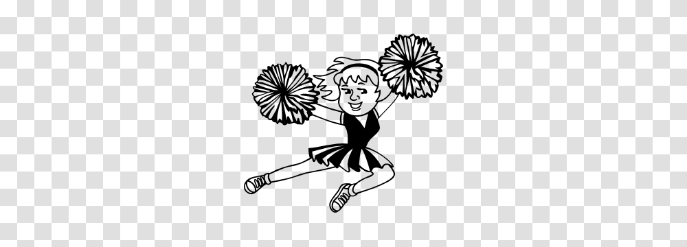 Cheerleader With Pom Poms Sticker, Bow, Stencil, Pirate, Silhouette Transparent Png