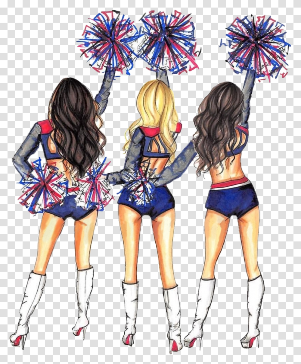 Cheerleaders Pompom Girls Sport Outfits Sccheerleader, Person, Comics, Book, Manga Transparent Png