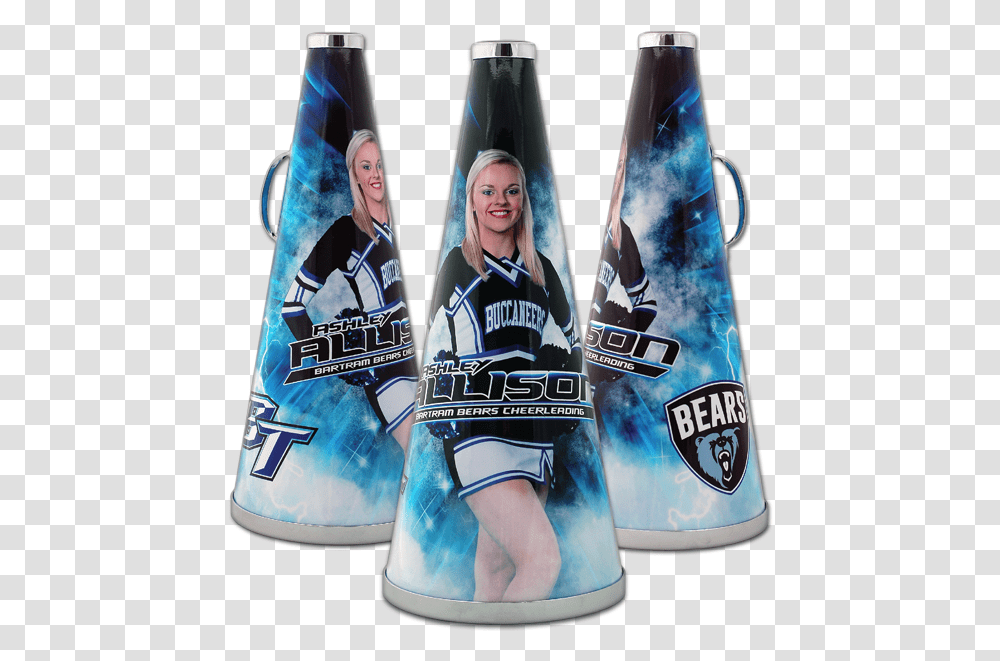 Cheerleading Megaphone And Poms Clipart Beer Bottle, Person, Sleeve, Dress Transparent Png
