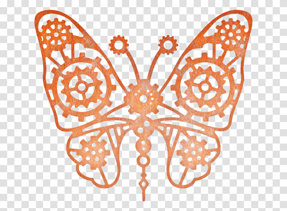 Cheery Lynn Dies Gears Butterfly Steampunk The Ribbon Rose Simple Easy Steampunk Drawings, Rug, Lace, Pattern, Cross Transparent Png