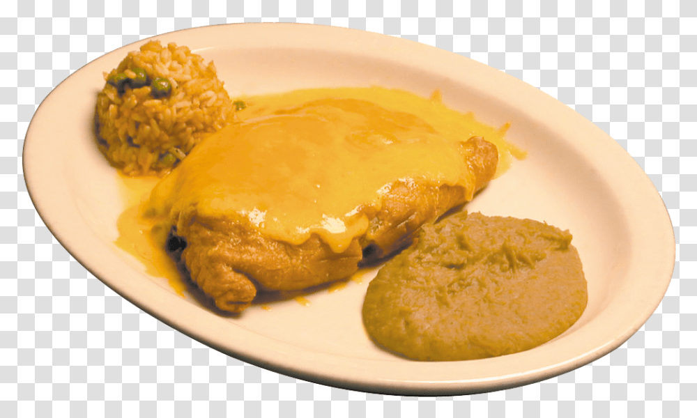 Cheese Covered Beef Empanada With Beans And Rice Bun, Plant, Food, Dish, Meal Transparent Png