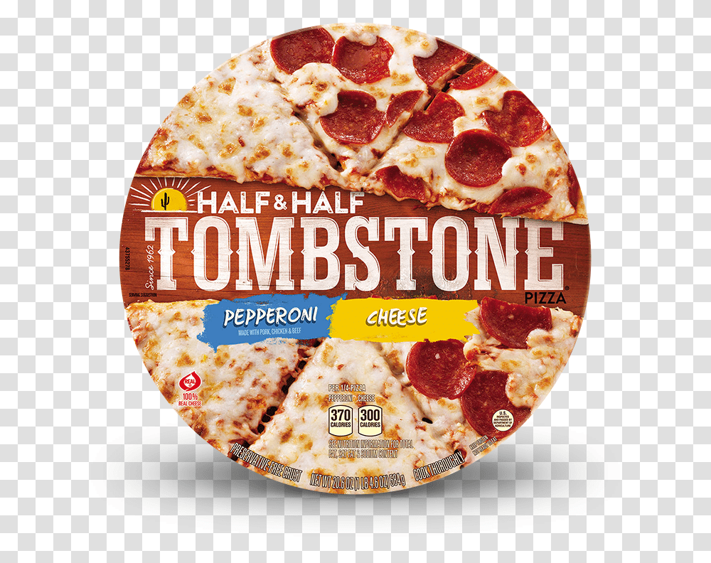 Cheese Pizza Slice Tombstone Half & Half Pepperoni And, Food, Sweets, Breakfast, Meal Transparent Png
