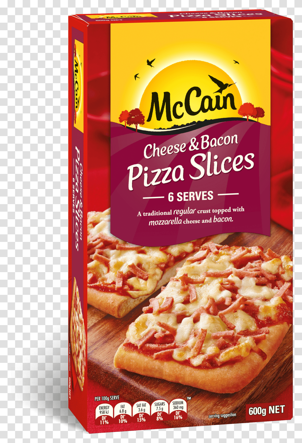 Cheese & Bacon Pizza Slices 600g Mccain Ham And Pineapple Mccain Pizza Slices Transparent Png